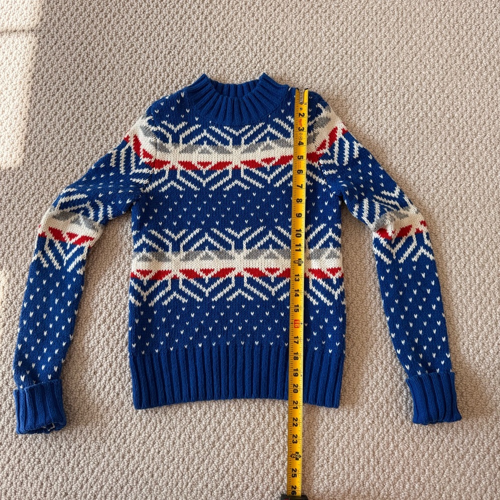 Abercrombie & Fitch Blue Fair Isle Crew Neck Sweater